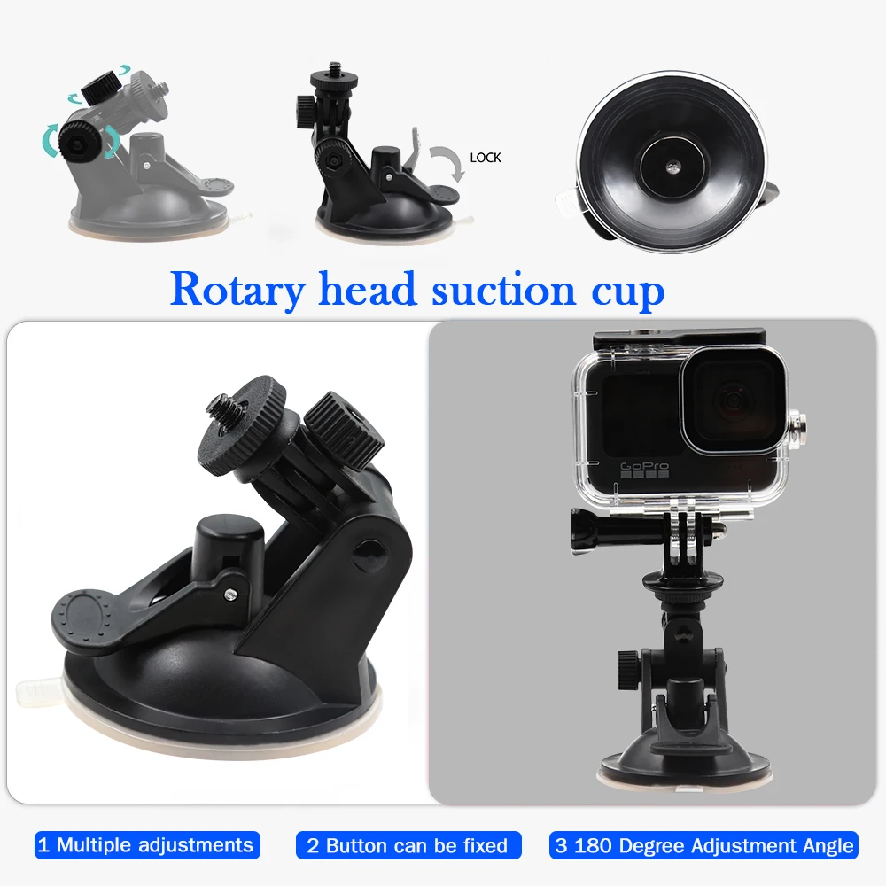 Cámara de acción con ventosa, cámara deportiva, trípode para soporte de registro de coche, soporte para teléfono Gopro Hero 10 9 8 7 6, accesorios
