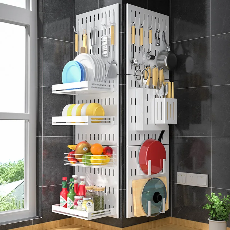 Kitchen Rack Punch-Free Wall-Mounted Knife Rack Seasoning Rack Pot Cover Rack Household Storage Rack Fantastic Product