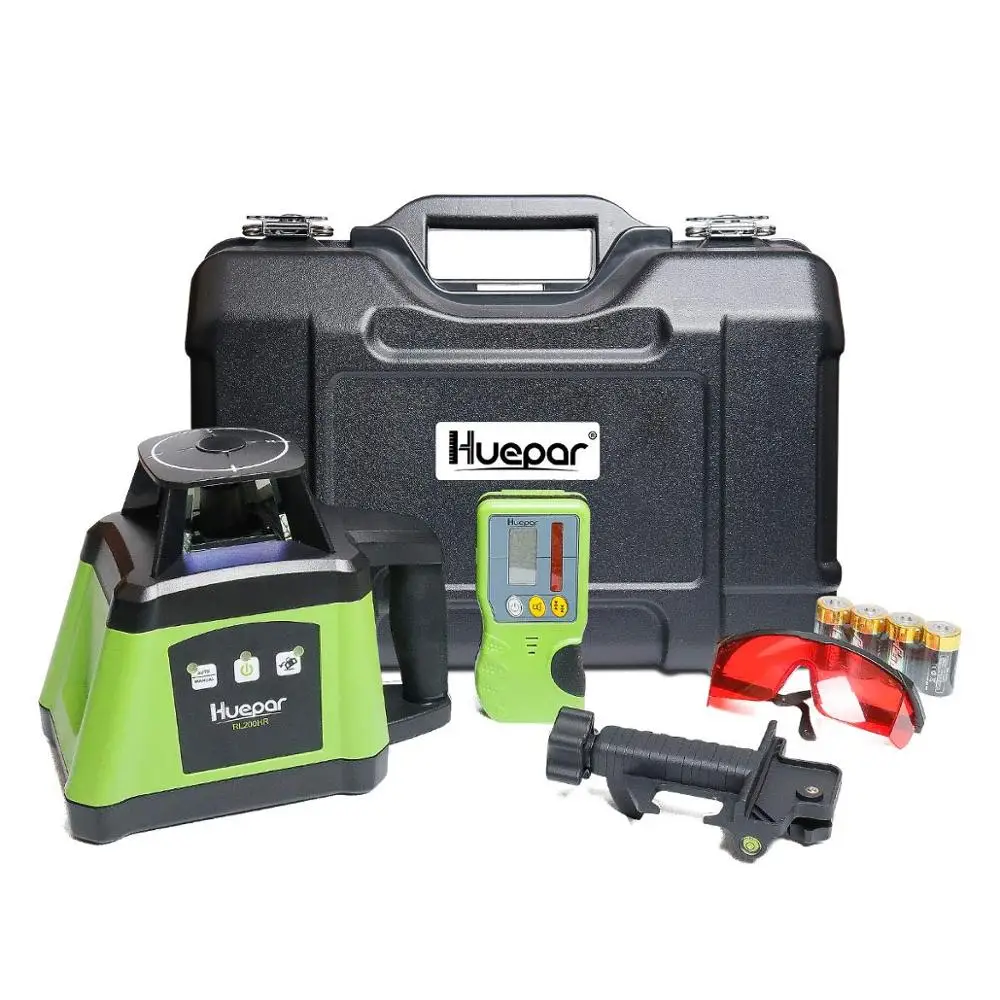 Huepar RL200HR 360 Horizontal Red Interior/Exterior Rotating Beam,High Precision Electronic Self-Leveling Rotary Laser Level Kit