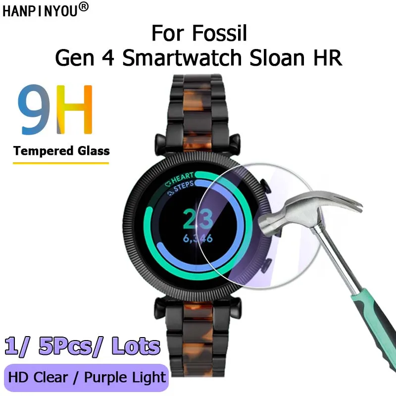 For Fossil Gen 4 Smartwatch Sloan HR Ultra Clear / Anti Purple Light 2.5D Toughened Tempered Glass Film Screen Protector Guard