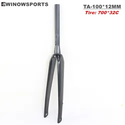 Winow carbon Road bike fork carbon 700c disc max tire 32C Flat Mout 140mm thru axle 100x12mm all inner hidden road disc fork