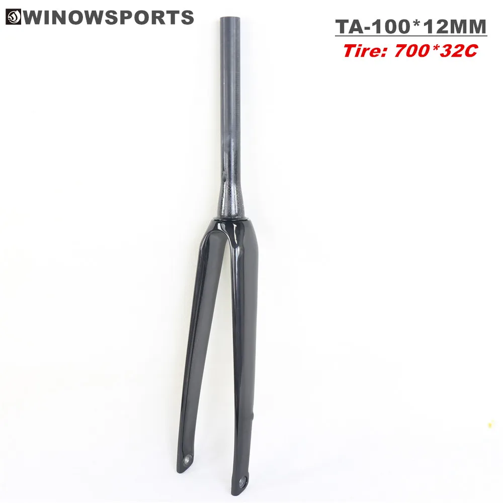 Winow carbon Road bike fork carbon 700c disc max tire 32C Flat Mout 140mm thru axle 100x12mm all inner hidden road disc fork