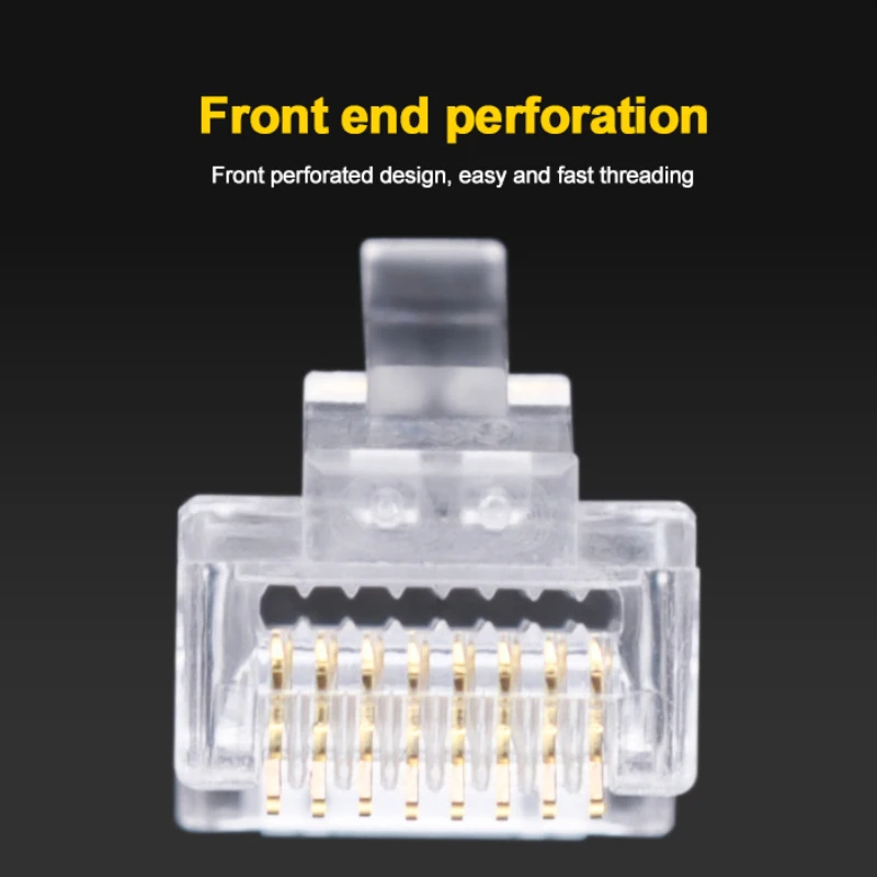 Montions Rj45 Connector Cat5e Cat6A Pass Through Connector Network Unshielded 8P8C Modular Plug for Ethernet Cables