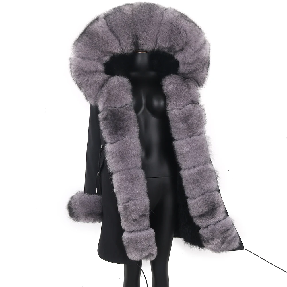 

2021 Waterproof Long Parka Autumn Winter Jacket Natural Raccoon Fur Hood Thick Warm New Real Fox Fur Coat Streetwear Detachable