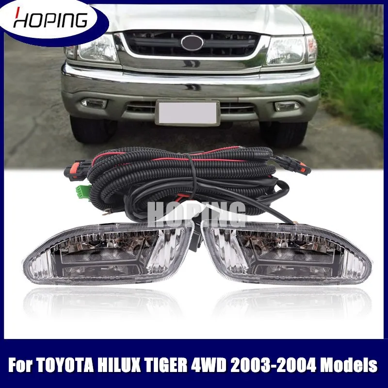 

Hoping Front Bumper Additional Foglight Kit For TOYOTA HILUX Tiger 4WD 2003 2004 Fog Light Upgrade Set With Wires Harness Switch