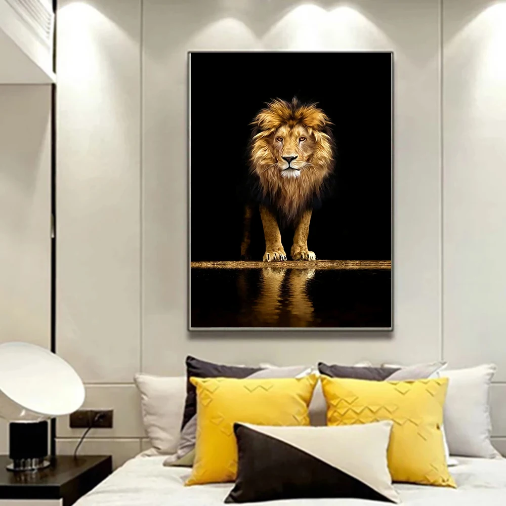 Lion elephant deer zebra animal poster canvas painting wall art and prints living room and home decoration
