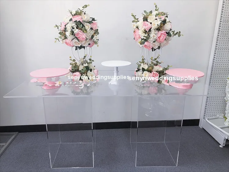 Stylish clear Acrylic Bouquet Display Stand Square Pedestal Wedding Decor  senyu1777