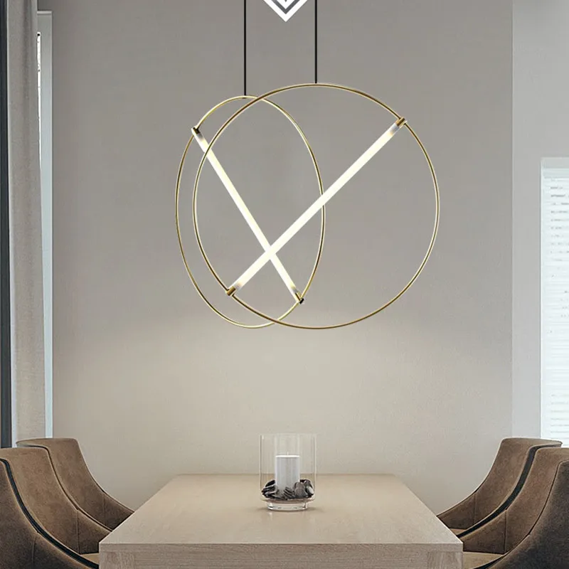 Round Suspension lamp Post-modern ring pendant light creative designer replica lighting hotel store cafe bedside hanging lights