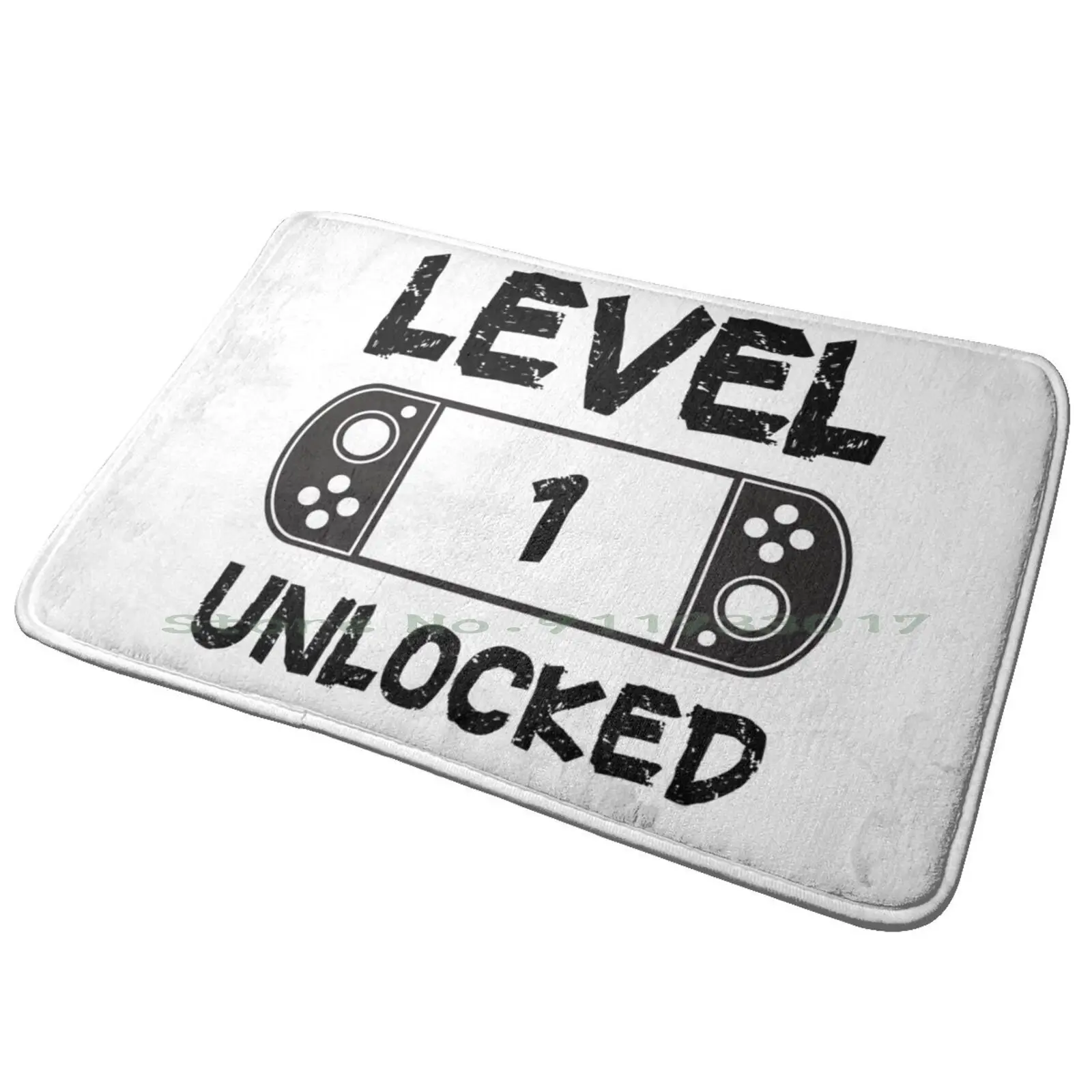 Level 1 Unlocked | For Gamers | Gamers Gift | Game Lovers Entrance Door Mat Bath Mat Rug Antique Vintage Rug Carpet Persian