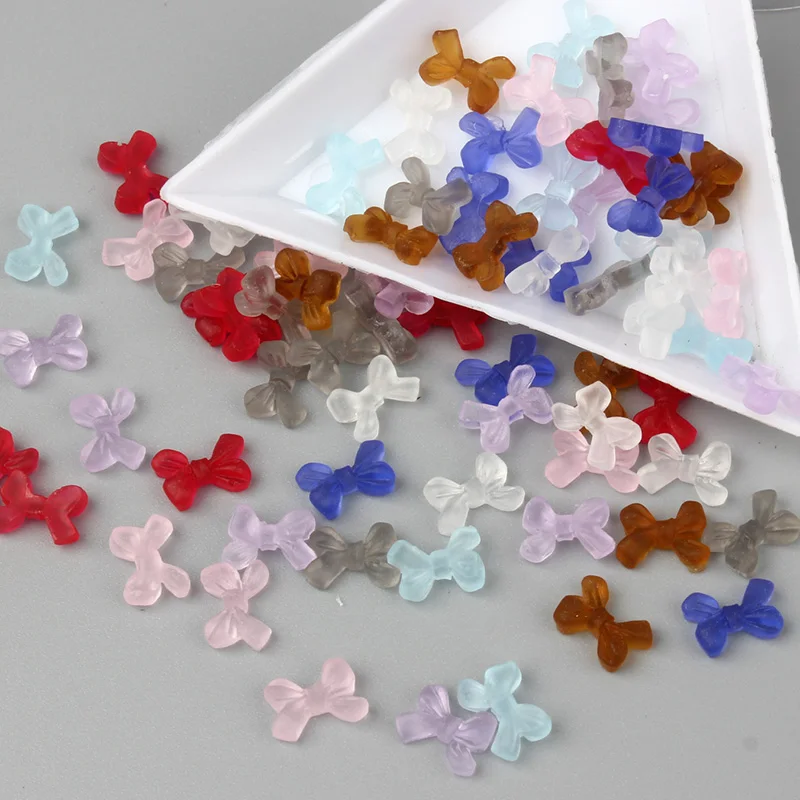 Resin Candy Colors Bow Knot 6x9mm Charm Nail Art Rhinestones 30PCS/100PCS Nail Decorations Accessories