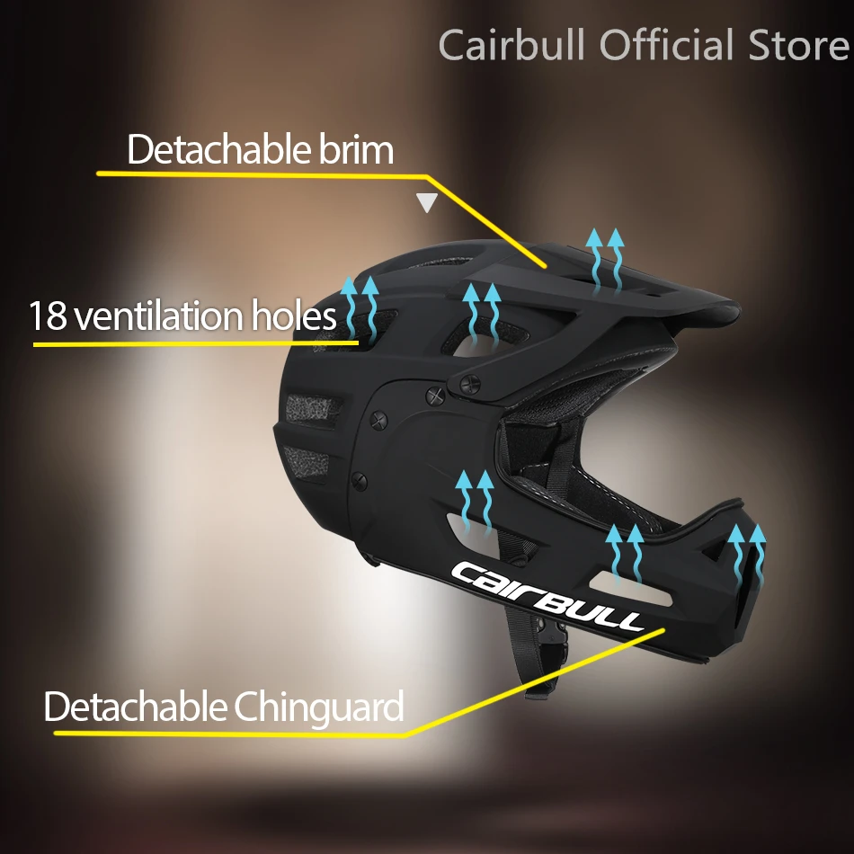 Casco integrale Cairbull per adulti, casco DH MTB, modellato integralmente, caschi da ciclismo per mountain bike, 54-61 cm