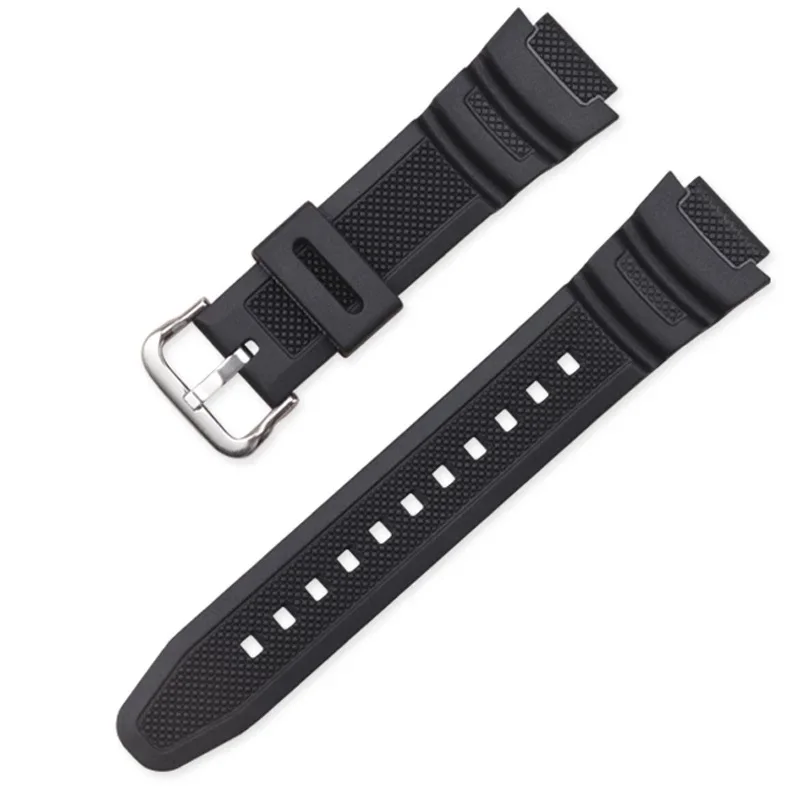 18mm Black Silicone Strap for Casio AE-1000w AQ-S810W SGW-400H SGW-300H Rubber Watchband Pin Buckle Strap Watch Wrist Bracelet