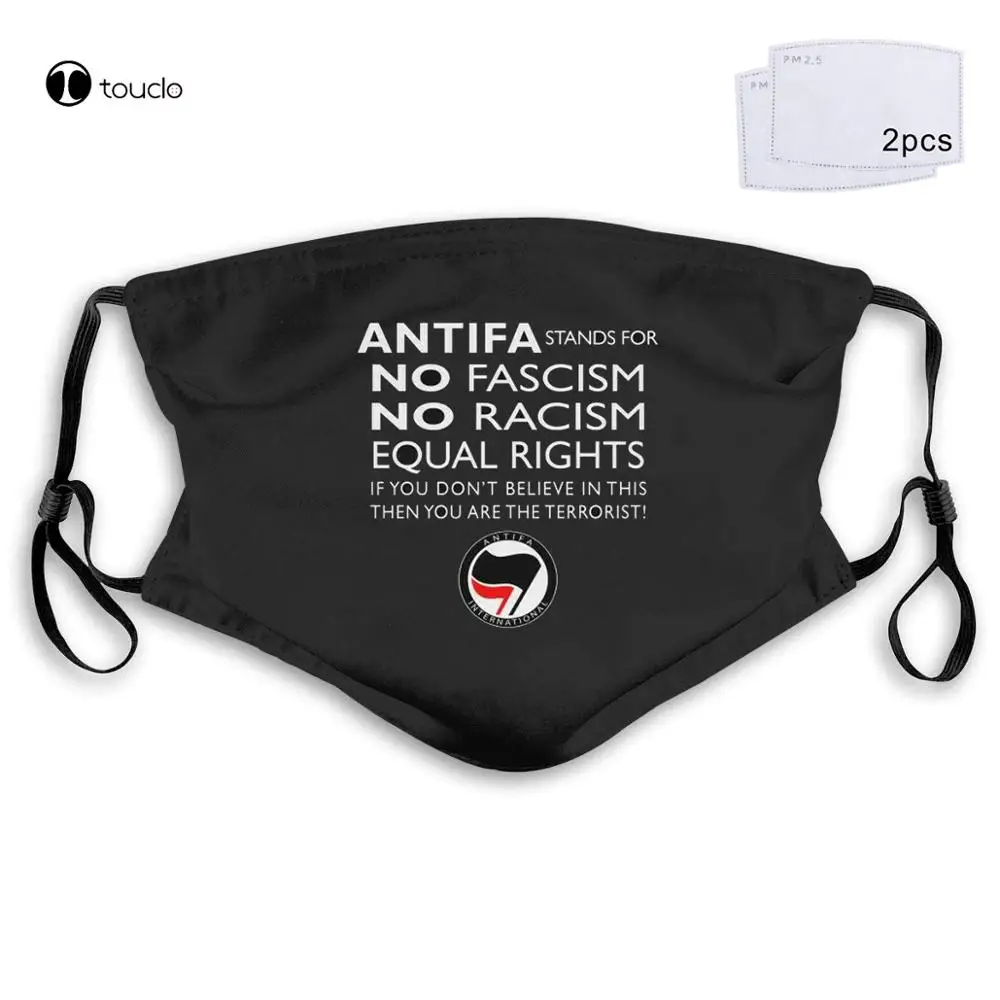 ANTIFA Anti-Racist Anti-Fascist Equal Rights  Face Mask Filter Pocket Cloth Reusable Washable