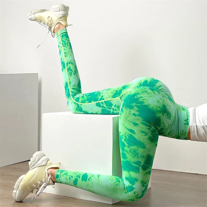 New Women Seamless Sport Pants For Women Tie Dye Sport Leggings Tights Leggings High Waist Fitness Solid Color Leggins