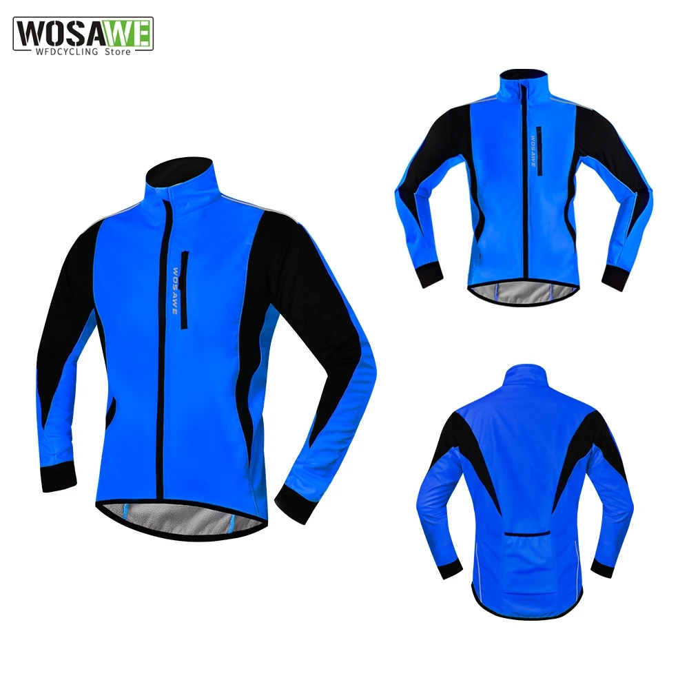 WOSAWE Bicycle Men\'s Jacket Winter Windproof Cycling Jacket Fleece Warm Riding Outdoor Running Sports Jacket for Hiking