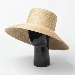 Nuova primavera estate Flat Top ampia gronda Fine paglia naturale viaggi all'aperto protezione solare parasole spiaggia passerella cappello da sole personalizzato Strohhut