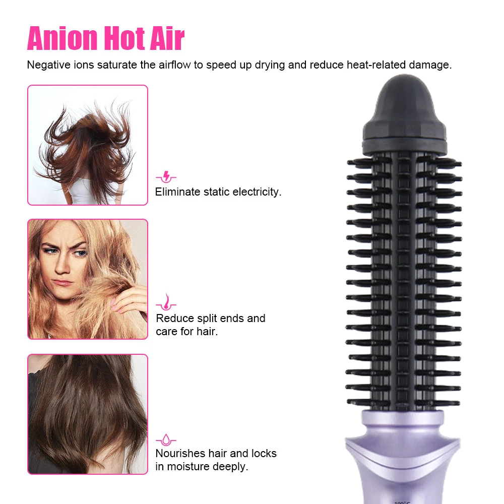 فرشاة تسريح الشعر المصغرة الطراز خطوة واحدة مكواة فرد الشعر بكرة الشعر مشط 2 في 1 السفر المحمولة أدوات ذكي شعر مجعد