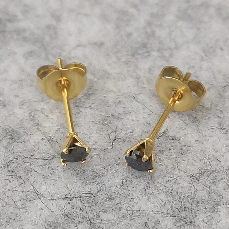 Black AAA Zircon 316 L Stainless Steel Brief Stud Earrings For Men And Women Size From 3mm to 8mm