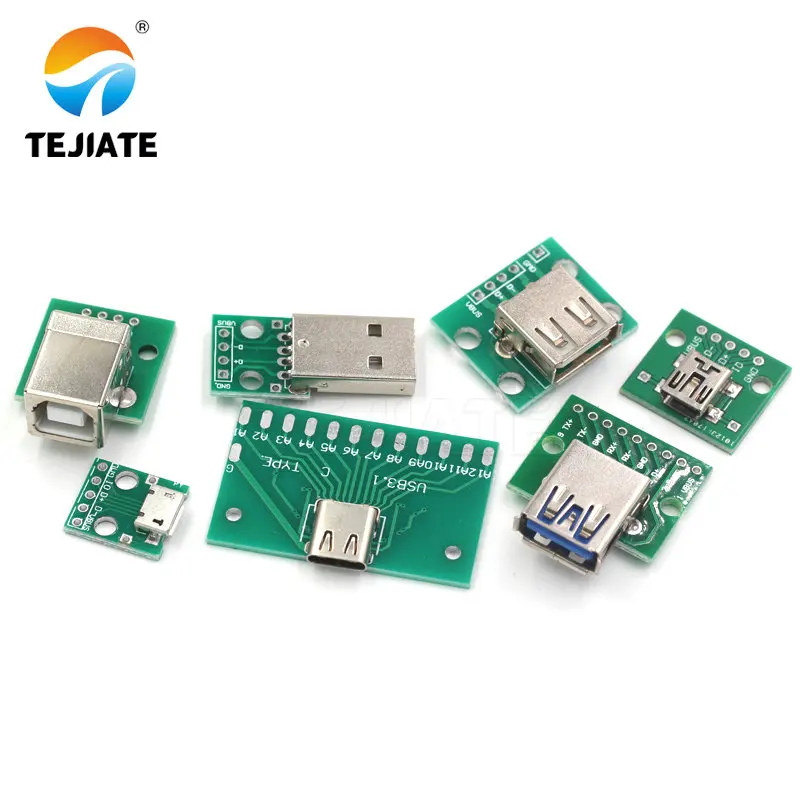 1PCS MK5P TYPE-C MINI-5P USB2.0/3.0 To DIP Adapter Board Micro USB Power Data-cable Welded-module