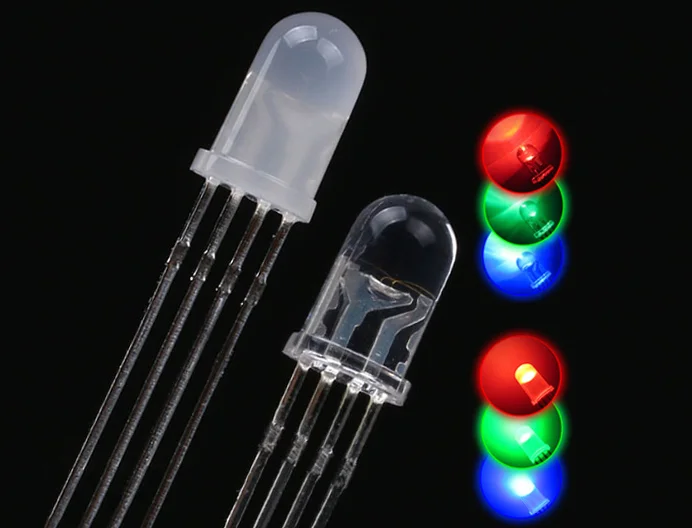 

1000PCS 5mm full-color LED RGB red/green/blue 4PIN transparent highlight Colorful lights Common anode Cathode F5 Diode LED Foggy