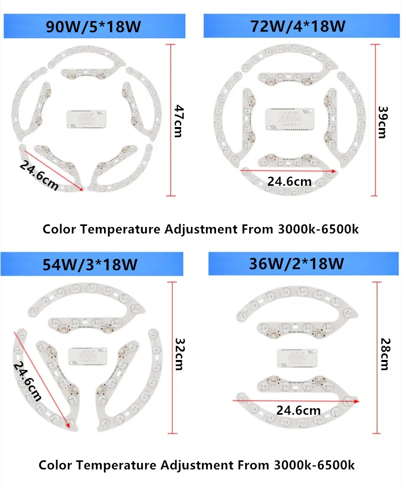 LED Circular Lamp Board 110V 220V Ring Panel Circle Light Adjustment From 3000k-6500K Ring Lamp 36W-120W LED Bulbs