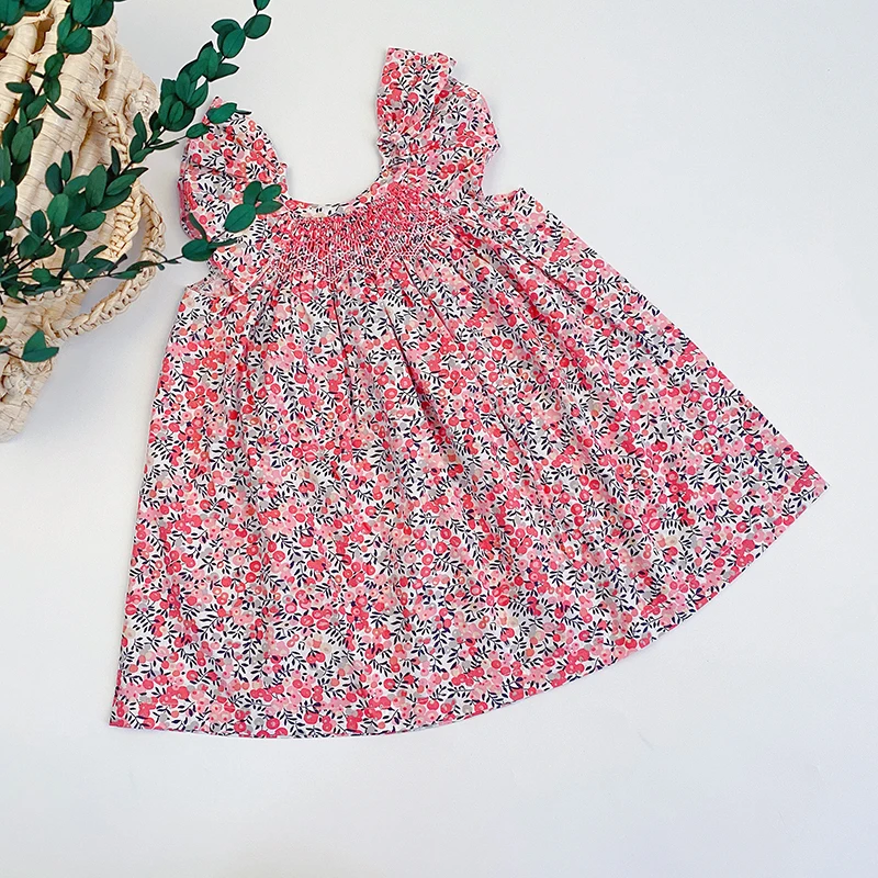 European & America Toddler Kids Girl Dress neonate abiti 2023 Ins Brand Cotton Summer Linen clothing Princess Girl Clothes