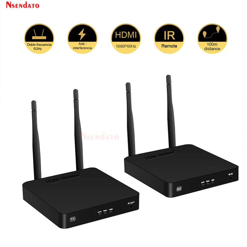 

2.4GHz/5GHz 1080P 100m Wifi HDMI Wireless Audio Video Sender Transmitter Receiver Extender For HDCP1.4 HDTV 3D TV PC Projector