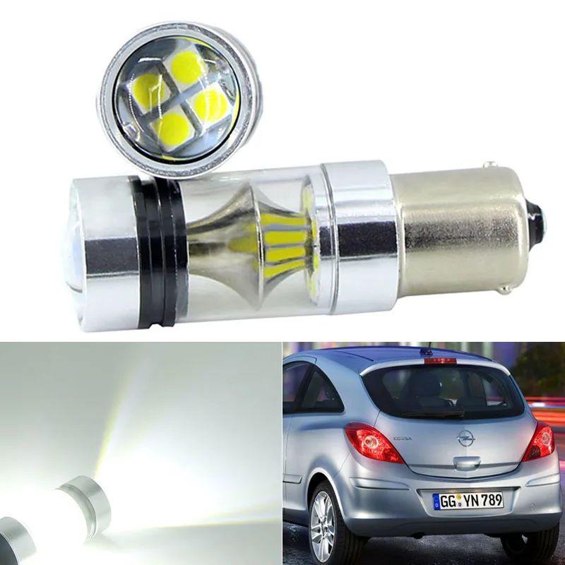 2PCs  P21W 1156 BA15S LED Bulbs Signal Lamp Reverse Light for Opel Astra h j g Corsa d Insignia Zafira b Vectra c Vivaro Meriva