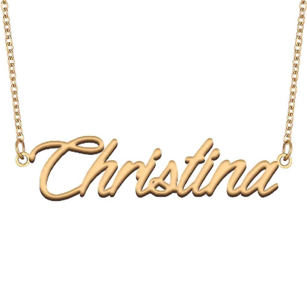 

Christina Name Necklace Personalized Women Stainless Steel Jewelry Gold Plated Nameplate Pendant Femme Mothers Girlfriend Gift