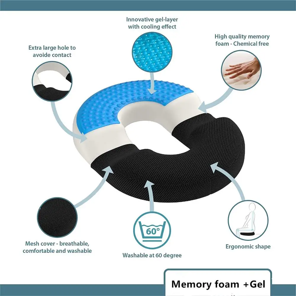 Travel Breathable Seat Cushion Coccyx Orthopedic Memory Foam Seat Massage Chair Cushion Pad Car Gel Sponge U-Shape Seat Cushion