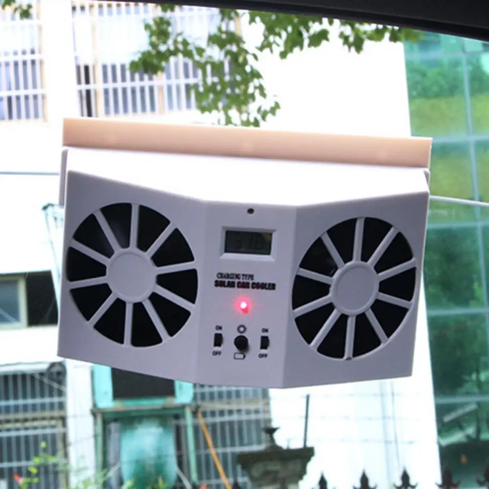 Solar Powered Vehicle Car Window Air Vent Cooler Cooling Dual Fans Ventilator