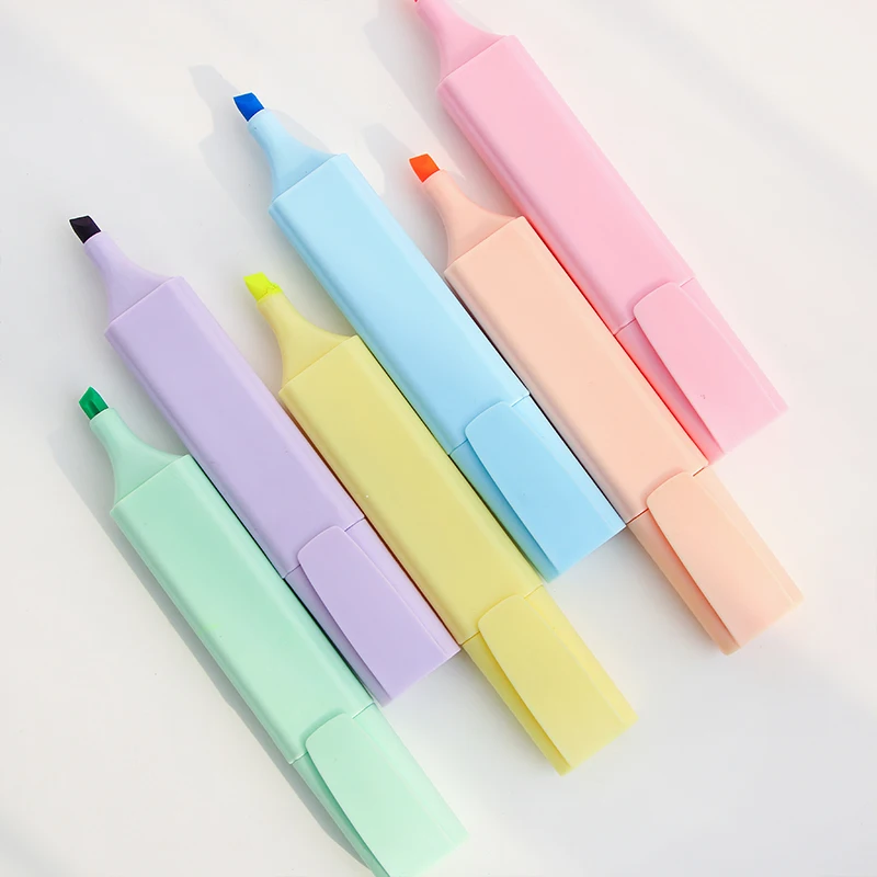 Macaron Color Highlighter Marker Pen Neon Pure Color Spot Liner Pens for Drawing Highlight Paper Fax Office School Supplies F020