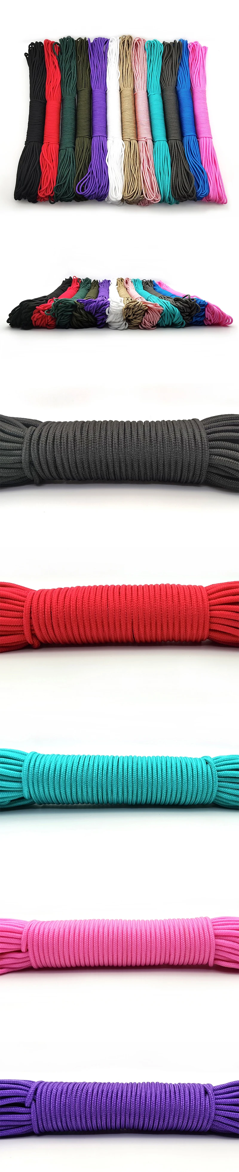 3 mm Paracord-Lanyard-Seil, Fallschirmschnur, Wandern, Camping, Wäscheleine, taktisches Armband, Zubehör, Armband, ein Kern, 100 Fuß, 328 Fuß – Detail 1