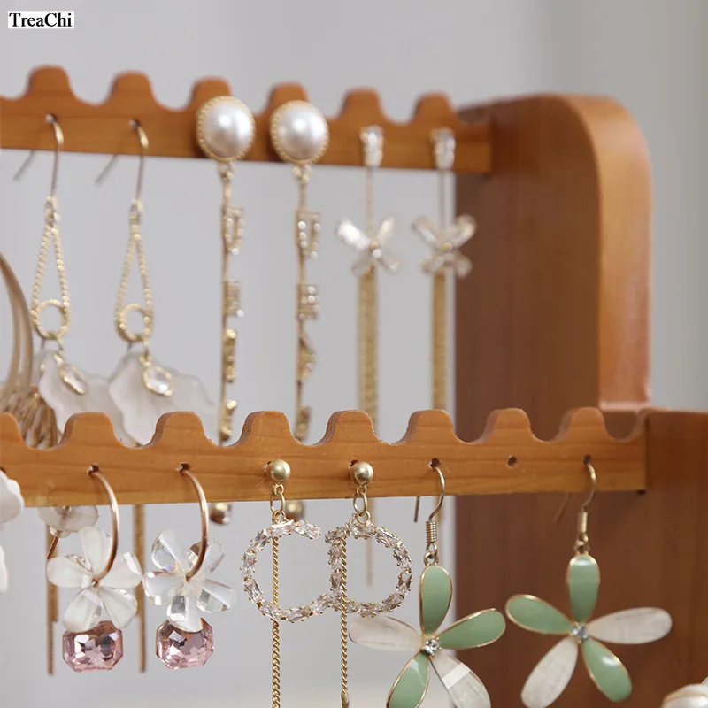 خزانة عرض مجوهرات من الخشب الصلب العتيق - رف متعدد الوظائف من نوع الدرج لتخزين قلادة السوار - منظم عتيق #4