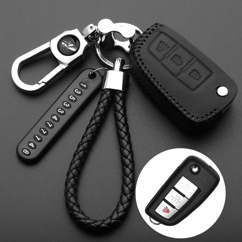 leather Car key Cover For Nissan Qashqai X-trail Murano Maxima Altima Juke QUEST Livina Tiida Nismo Fob Case