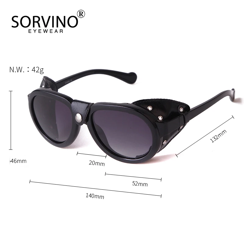 SORVINO Vintage Steampunk Gothic Goggles Polarized Sunglasses Men Retro Fashion Leather with Side Shades Sun Glassesjavascript: