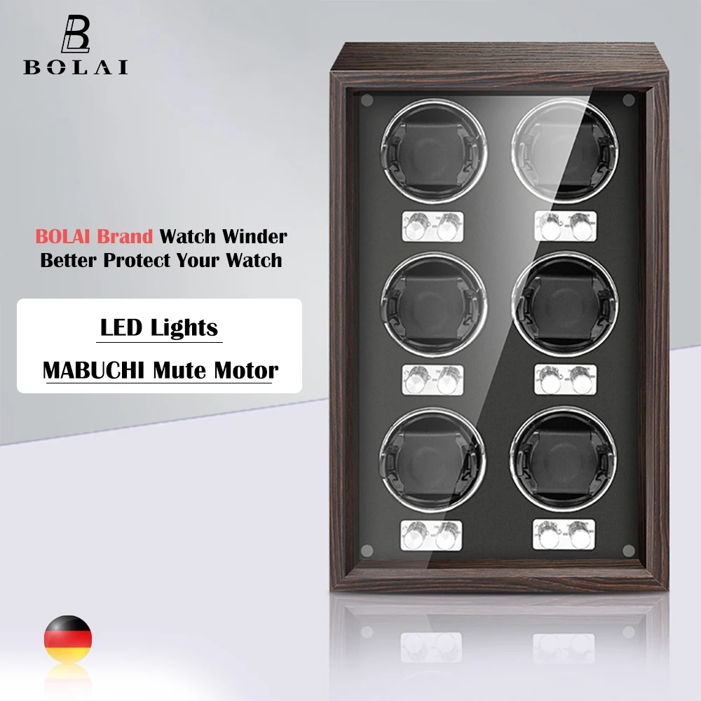 BOLAI Brand Luxury Wood Watch Winder High-End 2 4 6 Slot Automatic Watches Box with Mabuchi Moto Watch Cabinet Clock Storage Box