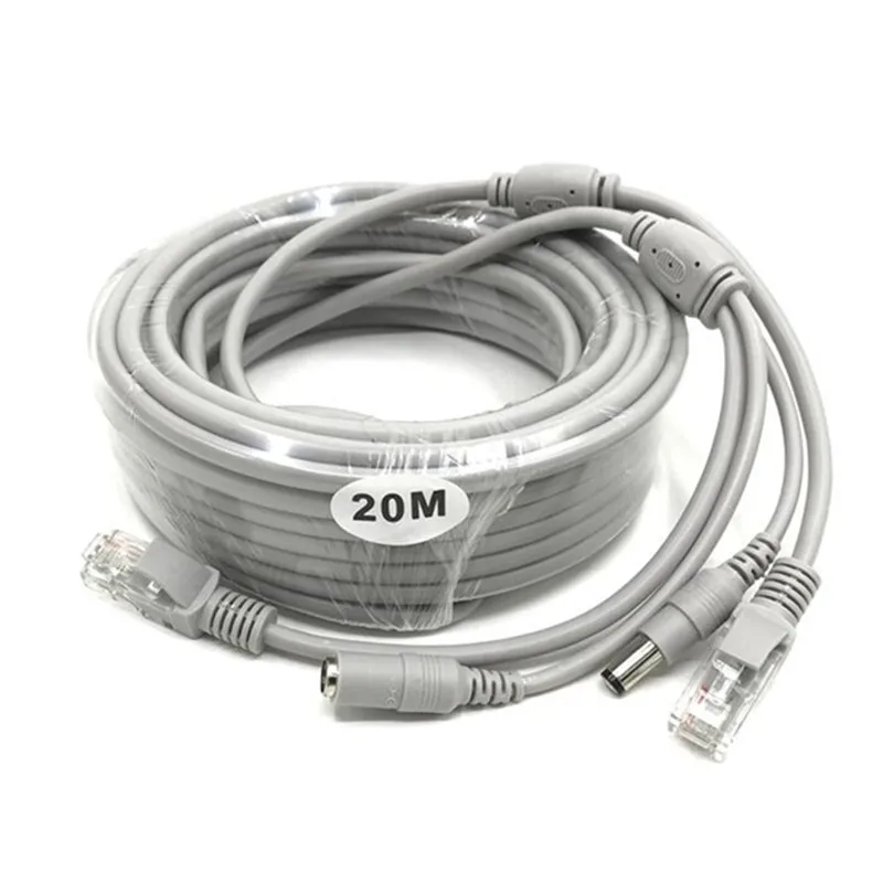 Cable CCTV Ethernet para sistema de vigilancia de cámaras IP, extensión de alimentación RJ45 + DC, 5M/10M/15M/20M/30M opcional, 2,1mm/5,5mm