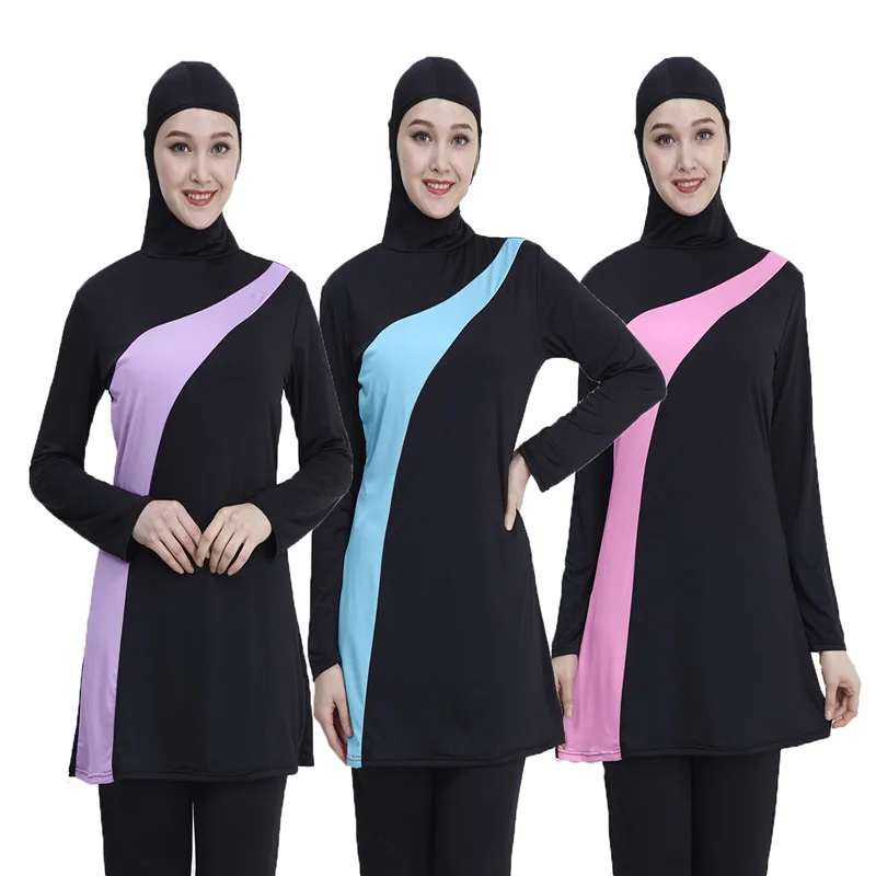 2pc Long Sleeve muslim swimsuit plus size swimwear women muslim swimwear Nylon Burkini Swimming maillot de bain femme musulmane