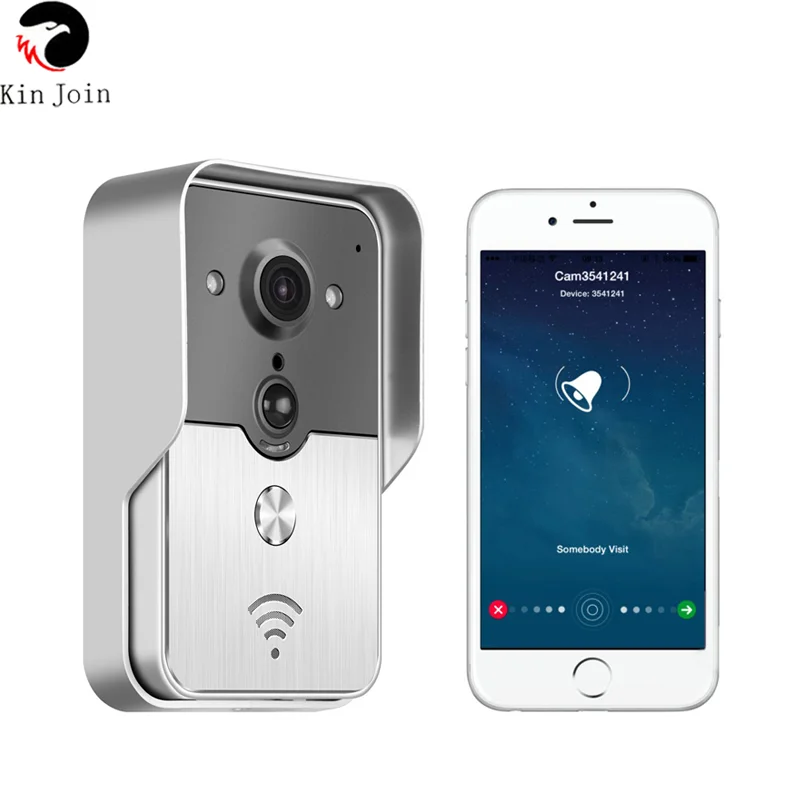 KW02C 720P H.264 Thông Minh WiFi Video Cửa Điện Thoại Liên Lạc Nội Bộ Chuông Cửa Không Dây Mở Khóa IR Cắt Tầm Nhìn Ban Đêm Chuyển Động Decetion Báo Động