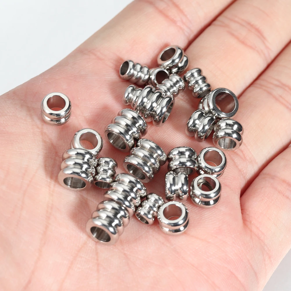 20 Stück 3mm 4mm 5mm Edelstahl-Abstandsperlen mit großem Loch für DIY-Schmuckherstellung, Halsketten, Armbänder und Zubehör. – Detail 5