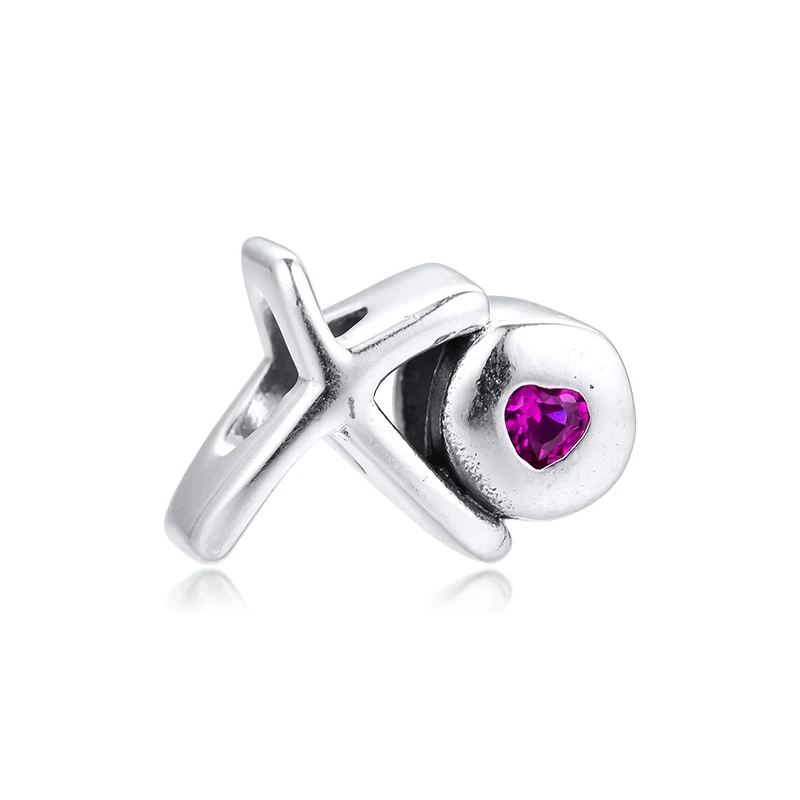 

2020 Spring XO Script Charm Fits Sterling Silver Jewelry Charms Bracelets For Woman Silver Beads For Jewelry Making