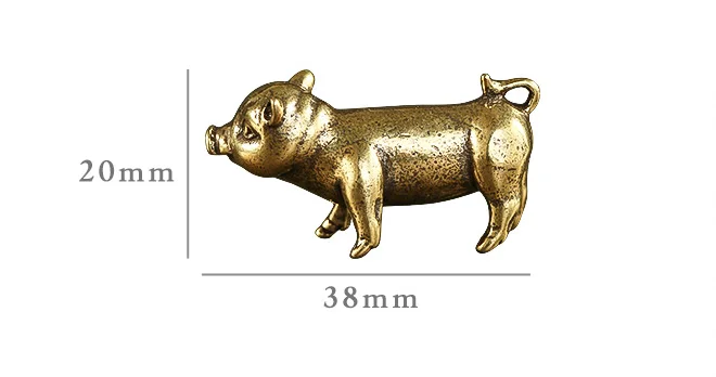 antique Handmade solid Brass pig craft DIY Pendant desktop ornament Miniature Fitting Keychain ring Pendant accessories a3861