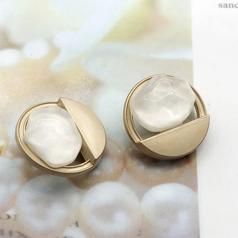 2 Pcs/lot Color Wave Stone Metal Buttons20MM Diy Sweater Coat Alloy Hand-sewn Decorative Buttons Clothing Accessories HS201011-3