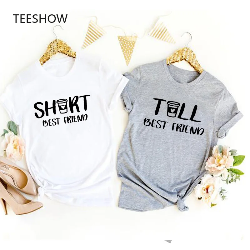 Best Friend Women t-shirt Printed Letter Tshirt Tall Short Best Bestie Bff Matching T-shirts Women's Casual Short Sleeve Tops