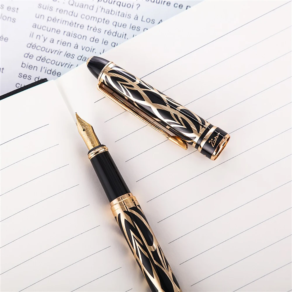 Picasso 901 Metal Fountain Pen Amorous Feeling of Paris Iridium Fine Nib Black & Golden Office Business School Writing Gift Pen