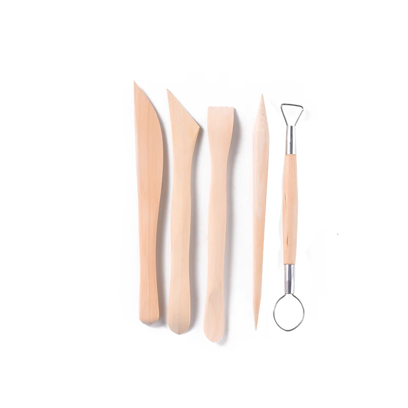 5 Pack Pottery Tool Kit Clay Tools Set Wood Carving Sculpting Modeling Tools,Clay Ceramics Molding Tools Wood Knife Pottery Tool