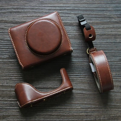 luxury handwork Camera PU leather Bag Body BOX Case For canon G7X2 G7X3 G7X ii iii  Protective sleeve handle shell