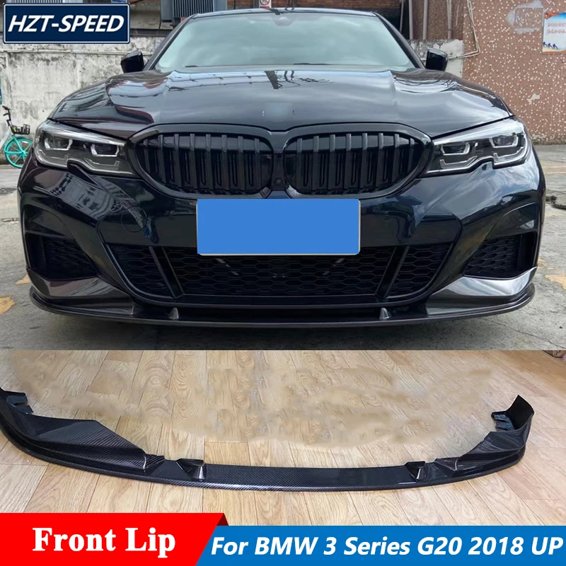 3D Style Carbon Fiber Front Bumper Spoiler Lip For BMW 3 Series G20 G28 320i 325i 330i Sport Car Body Kit Tuning 2018 Up