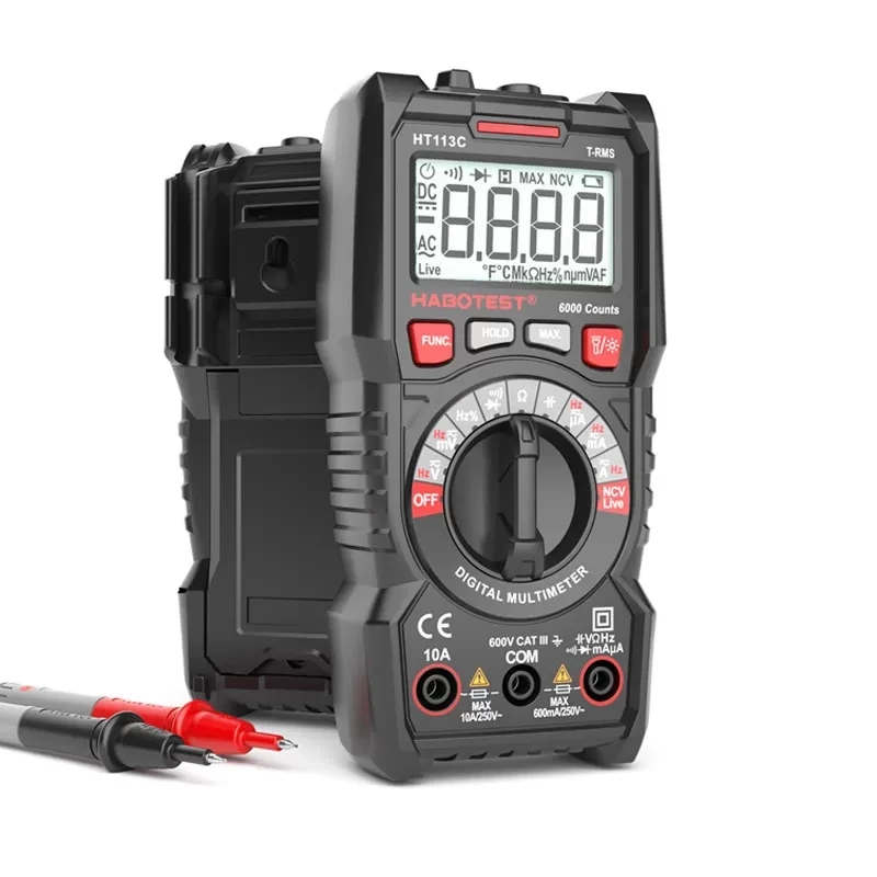 HABOTEST HT113C multímetro digital de alta precisão de alcance automático eletricista pequeno medidor universal anti-queima doméstico
